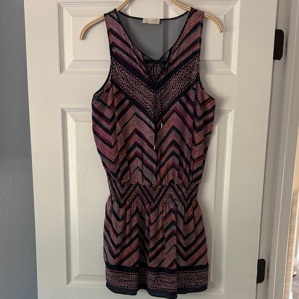 Ramy Brook Pink and Blue Chevron Mini Dress